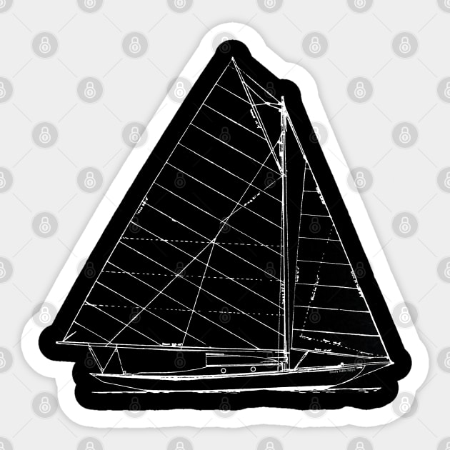 Sailboat Nautical Design Sketch - Sailing Sticker by Dibble Dabble Designs